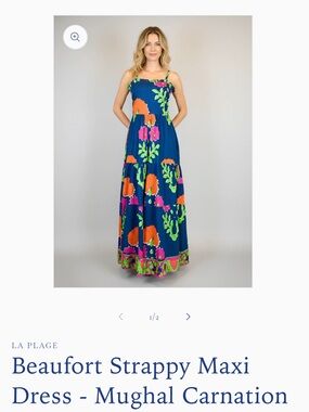 La Plage Beaufort Strappy Maxi Dress in Mughal Carnation (Blue)